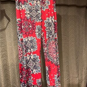 Floral Red and Blue Patterned Pants